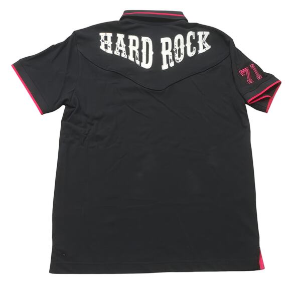 Hard Rock Hotel Daytona Beach Black Distressed Rocker 71 Polo Shirt - Picture 1 of 6